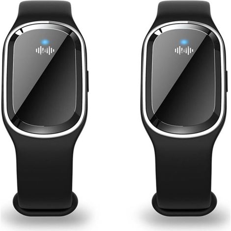 Konvolut von 2 Ultraschall-Mückenabwehrarmbändern, elektronisches Mückenabwehrarmband mit USB-Ladekabel (Schwarz) (1/4)