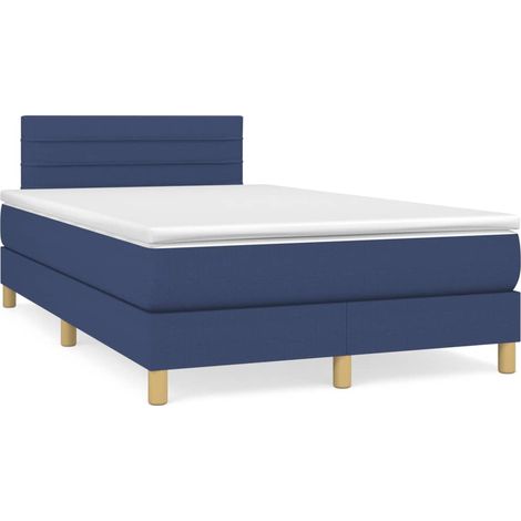 Sommier à lattes de lit avec matelas bleu 120x190 tissu (1/5)