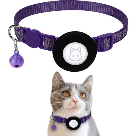 Étui pour collier de suivi avec clochette réfléchissante et boucle de sécurité réglable, compatible avec les petits animaux, violet, 1 pièce (1/5)