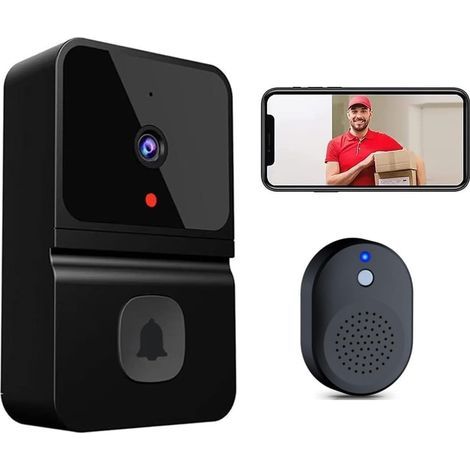 Sonnette vidéo Wi-Fi sans fil avec caméra de sécurité intelligente, stockage cloud, détection de mouvement, interphone audio bidirectionnel, batterie rechargeable et vision nocturne