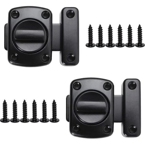 (Black) 2 Pieces 42x30mm Rotating Security Door Latch, Zinc Alloy Door Lock, Rotating Door Lock with Screws for Bathroom Door, Cabinet Door (1/4)