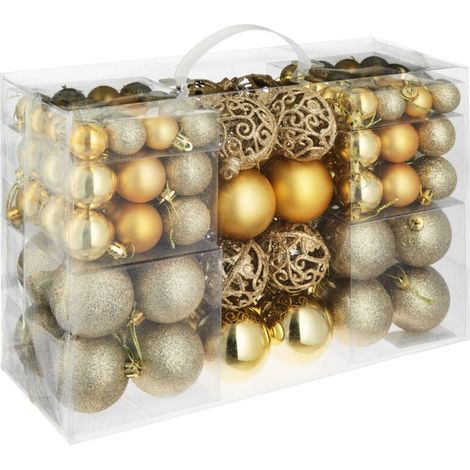 Lot de 100 Boules de Noël diamètre 3/4/6 cm décorations pour Sapin de Noël (doré) (1/4)