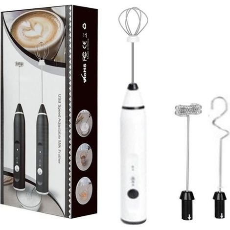 (Blanc)Fdit mini mixeur électrique portable Mousseur à lait USB Rechargeable Mini Handheld Electric Blender Mixer table cuisine BLANC (1/4)