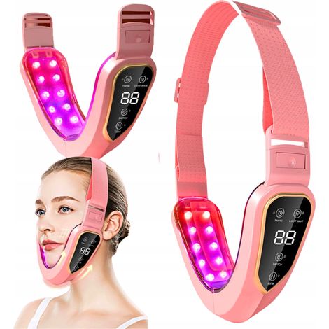 Masajeador facial reafirmante y moldeador de mentón con vibración LED EMS. (1/5)