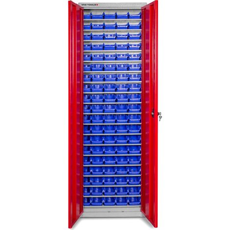 Mw Tools – Armoire d'atelier 2 portes en acier avec 114 bacs de rangement amovibles – Séparations en métal – Peinture époxy – DEBK95D