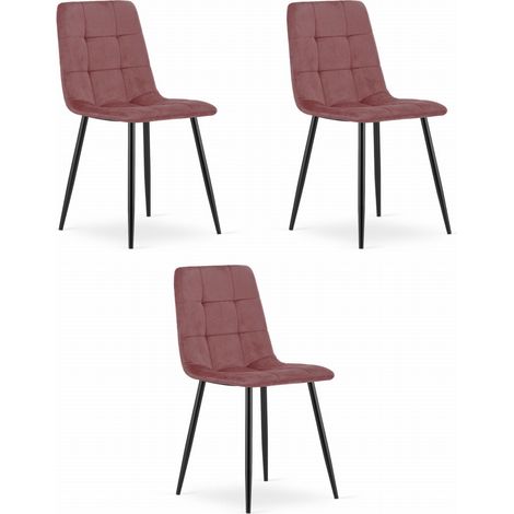 Silla Kara - terciopelo rosa / patas negras x 3 (1/5)