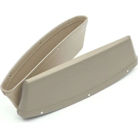 (BEIGE) Lot de 2 cache-selle en cuir PU premium pour sièges auto, organisateur de console centrale, rangement de poche pour BMW E46, Ford Focus 2 et BMW E90 (1/5)