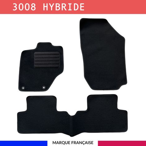 Tapis de sol voiture - Sur mesure pour PEUGEOT 3008 HYBRIDE (dès 04/2024) Antidérapant - 3 pièces : Protection arrière - Moquette
