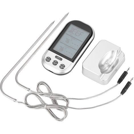 Thermomètre de cuisson numérique sans fil pour barbecue, avec sonde et minuterie, couleur argent.-AquaForge (1/5)