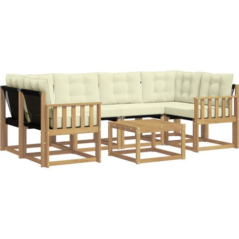 Outdoor Sofa Set 7 pcs White and Cream vidaXL (1/5)