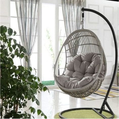 (Gray)Cushion of chair suspended Round - 120x86cm - Gray - Removable cover (1/4)