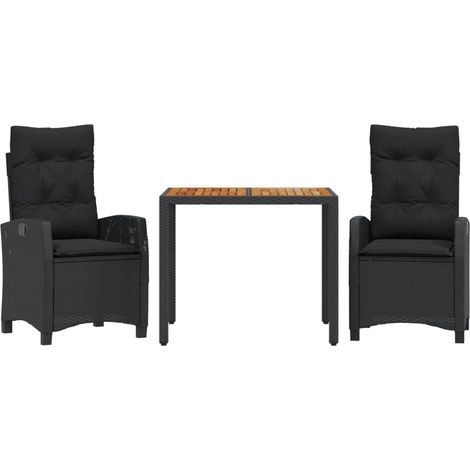 Maison Exclusive - Set comedor de jardín 3 pzas con cojines ratán (1/5)