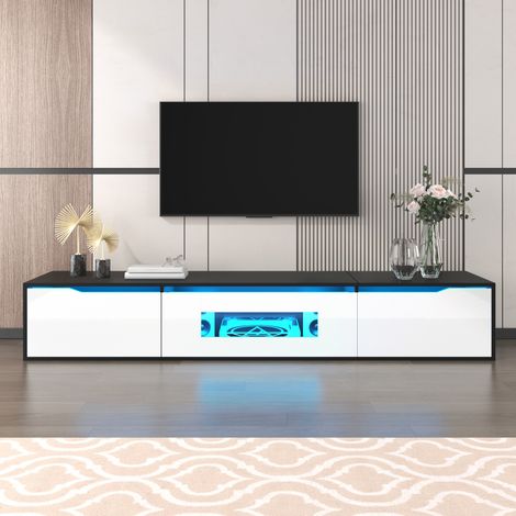 Mobile TV 180x35x30cm ampio spazio contenitivocon, Mobile TV a parete, luci LED e porte USB MDF Bianco (1/5)