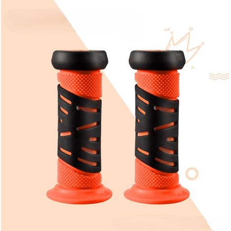 Poignées de guidon de vélo enfant avec protection antichoc, épaisseur 22 mm, longueur 95 mm, en caoutchouc, pour trottinette et vélo enfant, orange. (1/5)