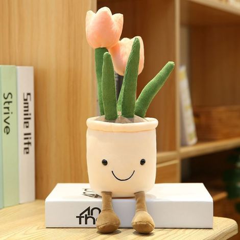 Peluche tulipe, élastique, inodore, mignonne, douce et moelleuse, rose, 30 cm, idéale pour la décoration de la maison, du bureau et de la voiture, et peut être offerte en cadeau. (1/5)