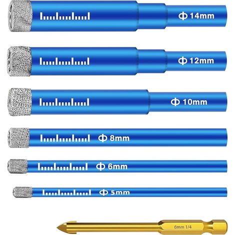 Jeu de 7 Pièces Foret Carrelage 5,6,8,10,12,14mm pour Carreleurs (1/5)
