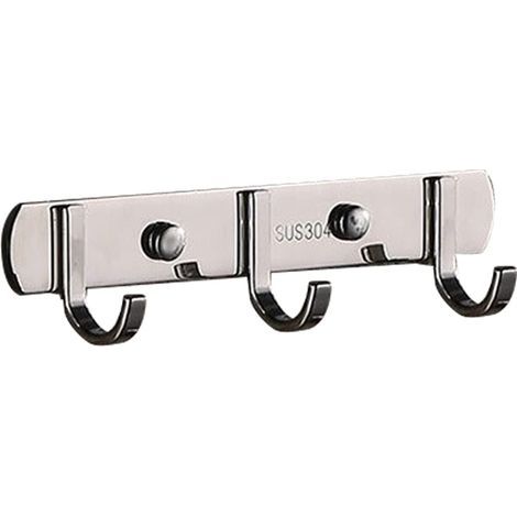 Porta asciugamani da parete in acciaio inox, gancio moderno e robusto per ingresso, corridoio, cucina, bagno, camera da letto (piatto, 3 ganci) (1/5)