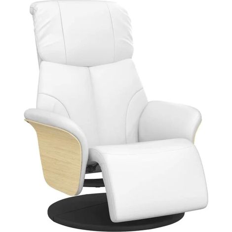 Chaise longue relax avec repose-pieds intégré – Fauteuil inclinable en cuir synthétique blanc, design moderne et confort ergonomique pour salon ou chambre (1/5)