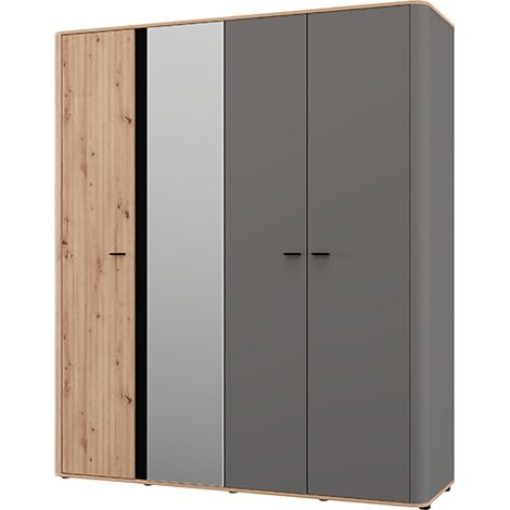 Guardaroba Grande Truth, Armadio Camera da Letto Appendiabiti, 2 Ripiani, 4 Vani, 180x211h cm Marrone Rovere Nodi
