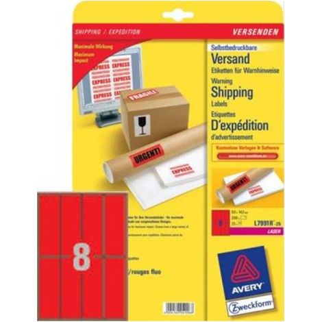 Warnhinweis-Etiketten 50x142mm Neonrot 200x Stück (1/5)