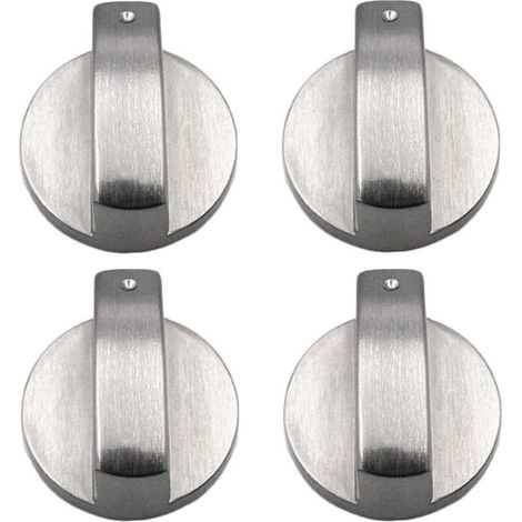 Brushed metal control knobs for gas cookers – Set of 4, compatible with safety locks, ergonomic and robust design