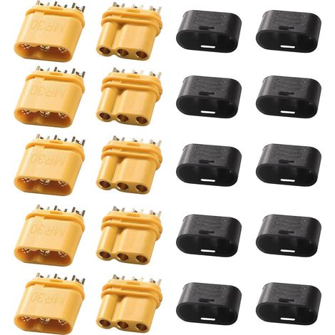 5 Paires MR30 Batterie Connecteur, MR30 Gaine Connecteur, MR30 Connecteur mâle et Femelle, pour RC Lipo Battery (1/5)