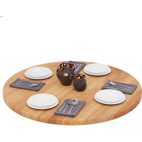 LAMO Manufaktur Tischplatte rund 100 cm aus Naturholz Holzplatte für Esstisch, Küchentisch, Bistrotisch Stärke: 40 mm Farbe: Dunkel