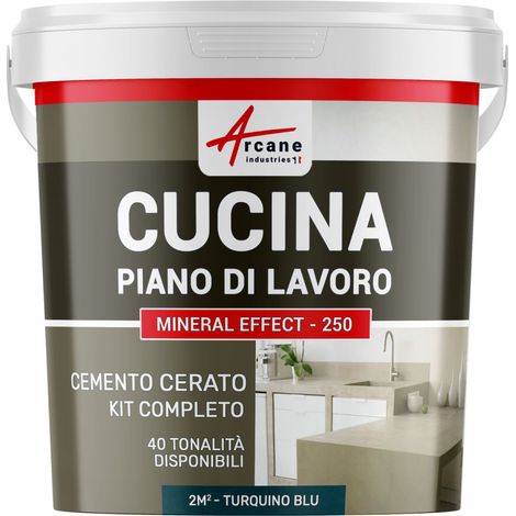 Microcemento cucina: per piano di lavoro e pavimento della cucina - 2 m² (in 2 strati) Blu Turchino - ARCANE INDUSTRIES