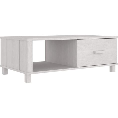 vidaXL Coffee Table "HAMAR" White 100x55x35 cm Solid Wood Pine