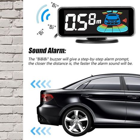 Einparkhilfe, Rückfahrradar mit 4 Sensoren, Abstandserkennung, LCD-Display, Rückfahralarm (1/4)