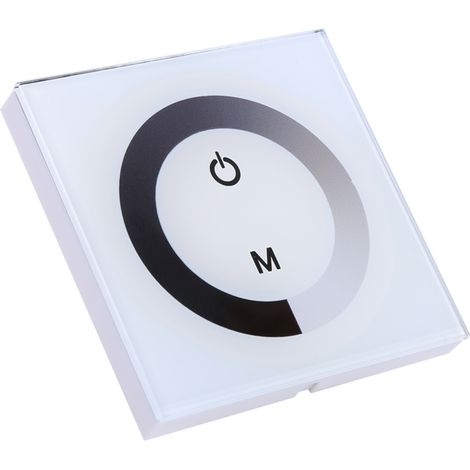Interrupteur Mural Tactile Variateur LED Bandeau DC 12V-24V Blanc Panneau Unique Contrôleur Sans Fil (1/3)