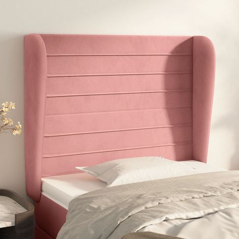 Tête de lit avec oreilles Style Classique Armoire de lit - Rose 103x23x118/128 cm Velours BV576504 - BonneVie (1/5)
