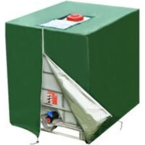 Bache Cuve - 1 Pièce - Bâche Réservoir IBC 1000 L - Polyester 210D - Anti-UV Coupe-Vent - Pour Réservoir Extérieur - Vert (1/5)