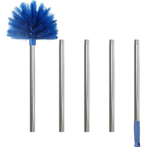 Duster Head - 6-Foot Adjustable Stainless Steel Extension Pole - For Ceiling Fans Indoor Outdoor Cleaning - Includes 1 Head 1 Handle 5 Rods (1/3)