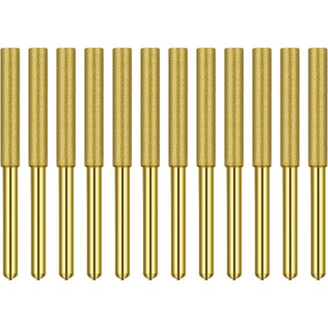 Affûteuse de chaîne pour tronçonneuse Affûteur de tronçonneuse diamant plaqué titane Burr Stone Lime Meules d'affûtage diamantées pour scie à chaîne Pierre Jewerly Wood 12 pcs 5/32 pouces, 4.0mm (1/5)