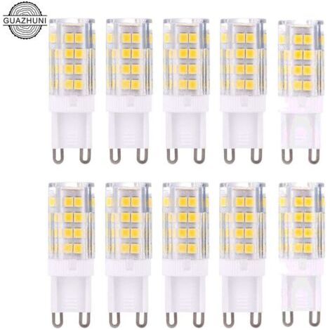BUNTHAUS Lot de 10 ampoules LED G9 RTGPT de 5W, blanc chaud (3000K), offrant 420 lumens. Équivalent à une halogène G9 de 40W. Non-dimmable