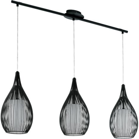 94.389 lampada a sospensione RAZONI nero con vetro satinato L = 99 centimetri max. 3X40W (1/3)