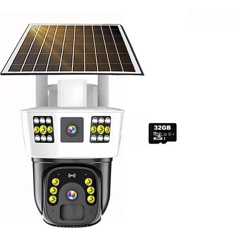 Caméra IP Solaire extérieure avec Batterie intégrée, 4 MP, 6 K, PTZ, détection de Mouvement, Alarme, lumière, vidéosurveillance(Camera Add 32G Card) (1/5)