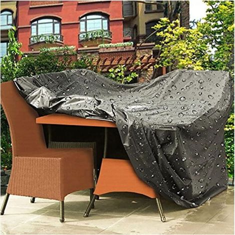 Waterproof protective cover for garden furniture, windproof, sunproof and dustproof, 210D Oxford fabric, for rattan table, chairs and sofa, L 200 x W 160 x H 70 cm (1/5)