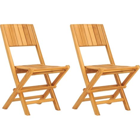 2 pcs Chaises de jardin pliantes, Fauteuils Extérieur, Sièges confortable 47x61x90 cm bois massif teck BGT43948 (1/5)