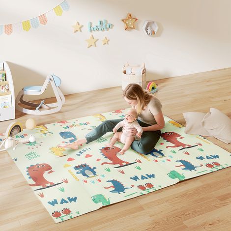 Tapis jeu bébé Multicolore enfant éveil pliable épais réversible mousse 196x176x1,5 cm