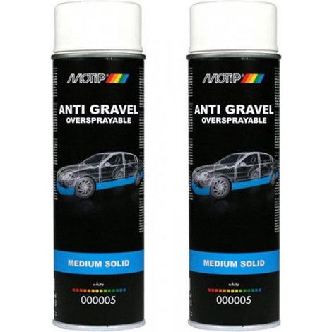 Lot de 2 bombes de peinture anti gravillons - blanc - Motip