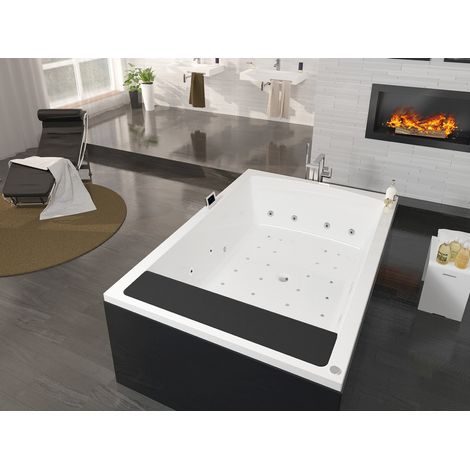 RIHO Anna bañeras rectangulares, con reposacabezas grande negro, (1/3)