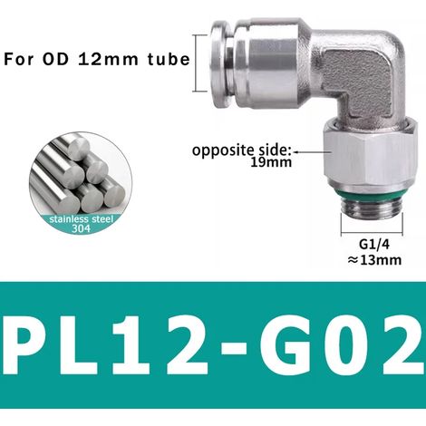 (PL12-G02 - Lot de 10) 10 raccords pneumatiques en acier inoxydable 304, connecteurs PL pour tubes d'air, raccords à dégagement rapide, diamètres 4 mm, 6 mm et 8 mm (1/5)