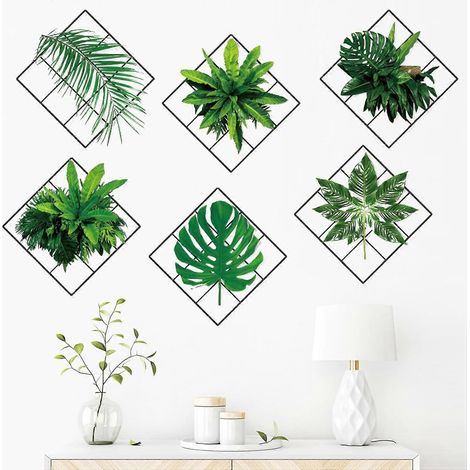 Sticker mural 3D motif plantes vertes, plantes suspendues simulées, autocollant mural 3D pour chambre, salon, bureau, K (1/5)