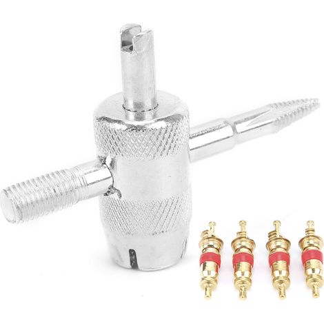 Nécessaire de 4 noyaux de valve avec tige pour motos, vélos, véhicules électriques et VTT (1/5)