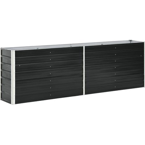 Jardinera elevada para plantas y flores acero galvanizado 240 cm antracita 020001099