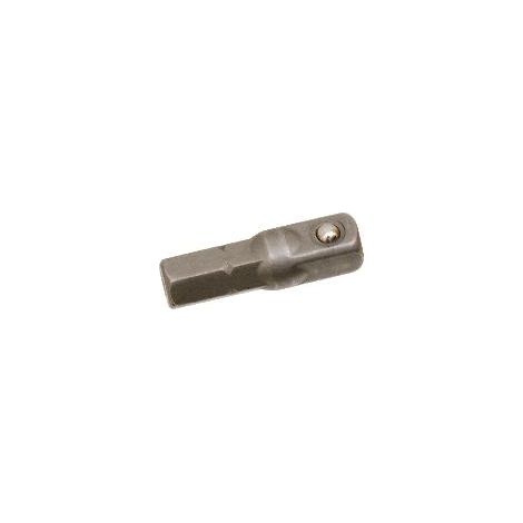 Mob Outillage – Embout porte-douille 1/4 C6,3 – Acier Silicum S2 – Longueur 25mm – Système de bille 'lock pin' pour fixation sécurisée
