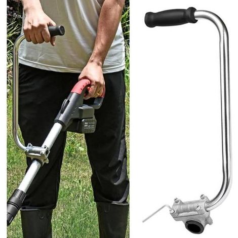 Poignée extension débroussailleuse acier inoxydable ergonomique antidérapant pour outil jardin durable (1/5)