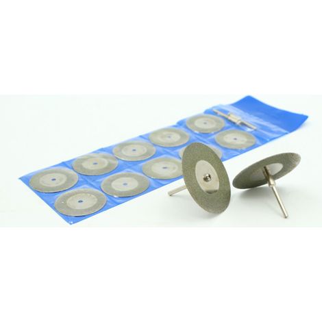 10 disques de meulage diamantés de 25/30/40 mm de diamètre intérieur et de 3 mm de diamètre, pour meuleuse électrique, avec 2 mandrins. (1/5)